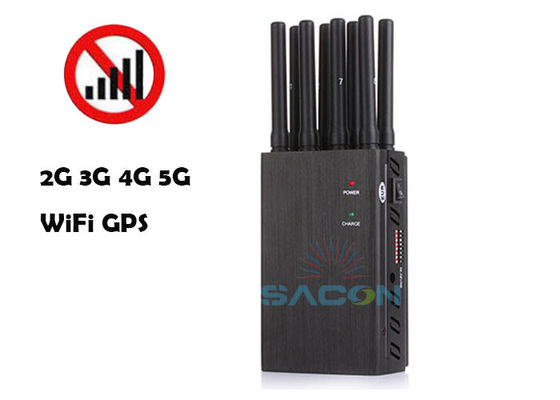 8 Bande Jammer Portatile di Segnale con Potenza di Uscita 4W e Raggio di 20m per Blocco WiFi GPS 2G 3G 4G