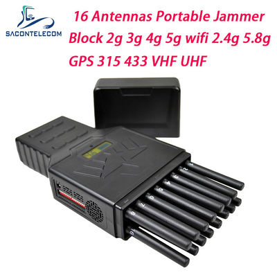Portable 16 Channels 12W Power Signal Jammer e GPS Blocker per WiFi 2.4G 5.8G Frequenze