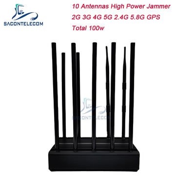 100W 10 Antenne Jammer di Segnale con Raggio di 80m per Blocco Telefono Cellulare e GPS