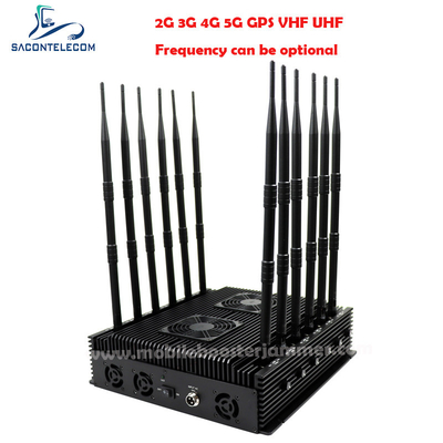 Interno 2.4G 5.8G Bluetooth Wi-Fi segnale jammer 12 antenne 80w DCS PCS