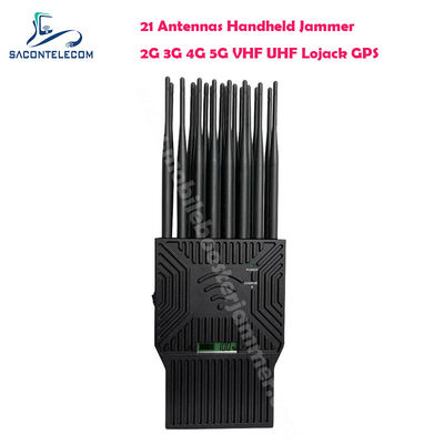 21W Potenza di Uscita Jammer Portatile di Segnale con 21 Antenne per Blocco 5G Lojack UHF VHF GPS WiFi