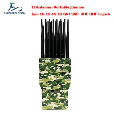 21w 21 bande segnale del telefono cellulare interferitore raggio 30m per GPS Lojack Walike Talkie